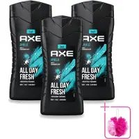 Axe 3 x - 3-in-1 Douchegel - Apollo - Sage & Cedarwood - 250 ml - Bulkverpakking - Douchegel - Douchemop - Mannelijke geur