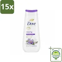 Dove 15 x Douchecrème - Relaxing - Kokos & Jasmijn - 225 ml - Grootverpakking - Vaatwasstrips - Douchegel - Ontspannen Douche - Huid Verzorging - Hydratatie - Jasmijn Geur