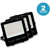 Tsong LED Schijnwerper 100W - 15.000 lm - Daglichtwit 6000K - 90° - IP66 - 2 stuks - 5 jaar garantie