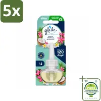 Glade 5 x - Navulling Elektrische Olie - Exotic Tropical Blossoms - Zonder Houder - Grootverpakking - Vaatwasstrips - Tropische Geur - Monoi Olie - Exotische Bloemen - Kokosmelk - Geurhoudend