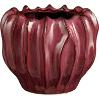Mica Decorations Planten / bloempot Thom - bordeaux rood - keramiek - 22 x 28 cm