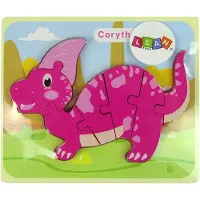 NASZEDZIECI Houten puzzel Dinosaurus Corythosaurus Roze Spinosaurus Paars