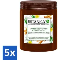 Air Wick 5 x Botanica by - Geurkaars - Vetiver & Sandelhout - 40 Uur Brandduur - Voordeelverpakking - 5 stuks