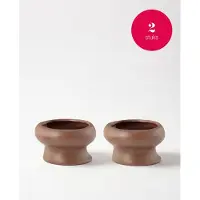 Vtwonen - Waxinelichthouders Organic - Karamel - Keramiek - Set van 2 - 9 x 5,5 cm