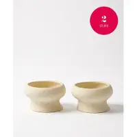 Vtwonen - Waxinelichthouders Organic - Naturel - Keramiek - Set van 2 - 9 x 5,5 cm