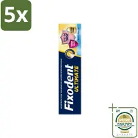 Fixodent 5 x – Kleefpasta – Ultimate Fresh – 40 g - Wasstrips - Kleefpasta - Kunstgebit - Fixatie - Voedselresten - Frisse Munt