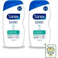 Sanex 2 x - Douchegel - Expert Skin Health Hydrating - Hydrateert de Huid - 400 ml - Wasstrips - Douchegel - Huidverzorging - Hydratatie - Glycerine - Inuline