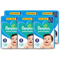 Pampers 6 x – Luiers – Active Baby Maat 3 – 70 Luiers - Voordeelverpakking - 6 stuks