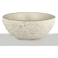 Teakea Oblique opbouwwaskom marmer rond Ø40 cm wit machinaal gepolijst
