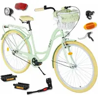 DaviBikes Lila – Stadsfiets – 28 inch – 1 versnelling – Terugtraprem/V-brake – Lage instap – 160-185 cm – Groen/Creme