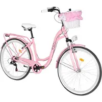 DaviBikes Maria – Dames Stadsfiets – Aluminium – 28 inch – 7 versnellingen – Shimano – V-brake – Lage instap – Roze