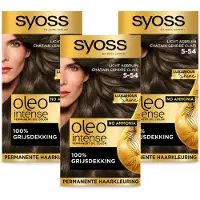 Syoss 3 x Oleo Intense 5-54 Lichtbruin - Permanente haarkleuring zonder ammonia - Voordelingsverpakking - 3 stuks