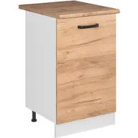 Vicco Keukenonderkast R-Line Goudkleurig Eiken/Wit 50 cm goudkleurig eiken werkblad, Model 70085