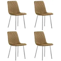 Leobert TURIN Eetkamerstoelen – Set van 4 – Groen Velvet – Metalen Poten – Comfortabele Ergonomische Zitting – Modern Design – Velvet Stoel voor Woonkamer, Keuken en Eetkamer – Max. 110 kg per Stoel