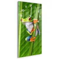 Tulup Wandklok - Boomkikker Glazen Wandklok Design - 30x60 cm - Groente Klok Glas Met Opdruk - Witte handen - Rechthoekige Klok - Wandklok Glas Met Motief - Decoratieve Glazen Klok