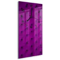 Tulup Wandklok - Fluwelen muur Klok Glas Met Opdruk - 30x60 cm - Roze Moderne Wandklok Glas - Zwarte handen - Rechthoekige Klok - Decoratieve Glazen Klok - Glazen Wandklok Design
