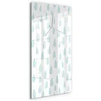 Tulup Wandklok - Druppel Glazen Klok Met Print - 30x60 cm - Blauw Wandklok Glas Met Motief - Witte handen - Rechthoekige Klok - Wandklok Glas Decoratie - Gekleurde Glazen Klok