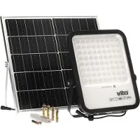 Vito Sahara - Solar led schijnwerper 300W - Fotosensor IP67 - 3300lm 6000K - 3.2V 26700mAh Accu - Zwart - 5m