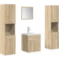vidaXL 5-delige Badkamermeubelset bewerkt hout sonoma eikenkleurig