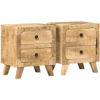 vidaXL Nachtkastje 2 st 40x32x46 cm massief hout ruw mangohout
