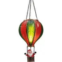 Anna's Collection Kersthanger Luchtballon Kerstman Rood / Groen Met Verlichting D 19,5 H 25 Cm