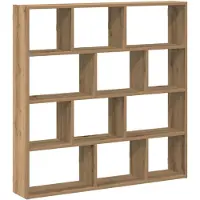 Super Merchant Wandschap kubus 12 vakken bewerkt hout artisanaal eikenkleurig
