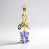 Cavill - 9K Geelgouden Hanger - 0,995 ct Onverhitte Roze Ovale Tanzaniet met Zirkonia - Elegante Dames Sieraad - Fijne Gouden Ketting Accessoire