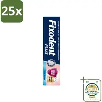 Fixodent 25 x Plus – Kleefcrème – Food Barrier – Frisse Smaak – 40 g - Wasstrips - Kleefpasta - Kunstgebit - Food Barrier - Voedselresten - Frisse Muntsmaak