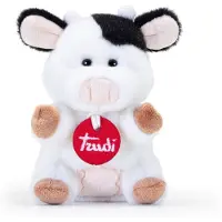 Trudi - Trudino Knuffel Koe 14 cm - Handgemaakt in Italie - Zacht pluche - Knuffeldier voor jongens en meisjes - Zwart Wit - 8x14x8 cm maat XS