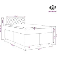 vidaXL Boxspringbed met matras en blauwe LED-verlichting, 120 x 190 cm, fluweel