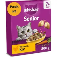 Whiskas 5x 7+ Adult Katten Droogvoer Kip 800 Gr