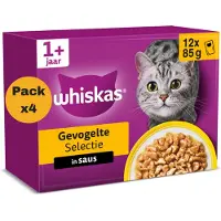 Whiskas Kattenvoer - Adult 1+ - Gevogelte Selectie in Saus - 4x12x85g