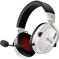 Oxs Storm G2 Draadloze Gaming Headset, 7,1 Virtual Surround Sound, 3 EQ-modi, 2,4 GHz lage latentie, 50 mm driver, RGB-verlichting, Bluetooth 5.3, compatibel met pc, console, mobiele telefoon, wit
