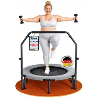 DH FitLife Fitness Trampoline Indoor - Ø102 cm - Inklapbaar - Tot 450 kg - Met Handgreep - Stille Vering - Antislip Poten