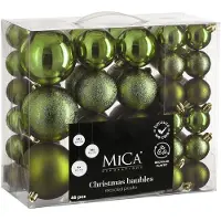 Mica Decorations Kerstballen Set - 46 Stuks - Ø4 cm, Ø6 cm en Ø8 cm - Onbreekbaar - Donkergroen
