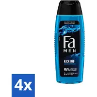 Fa 4 x Men - Douchegel - Kick Off - Verfrissend & Energiek - Verzorgend - 250 ml - Douchegel Mannen - Watermunt Geur - Energieke Douche - Verfrissende Douche - 2-in-1 Douchegel
