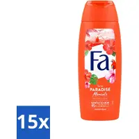 Fa 15 x - Paradise Moments - Douchecrème - Hibiscusbloem - 250 ml - Voordeelverpakking - 15 stuks