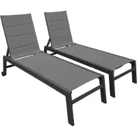 Happy Garden Set van 2 BARBADOS ligbedden in grijs textilene - aluminium grijs antraciet