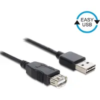 DeLOCK Easy-USB-A naar USB-A verlengkabel - USB2.0 - tot 2A / zwart - 2 meter