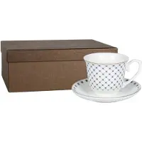 Livello Porseleinen Kopjes met Schotels, Set van 2, Stippen, 250 ml