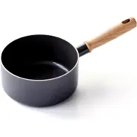 GreenChef Vintage Steelpan 18cm - 2.1L - PFAS-vrije antikleeflaag - Wokpan inductie - Keramische pan - Ovenbestendig tot 160°C - Houten handgreep - Koelgreep - Zonder deksel - Zwart
