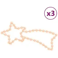 vidaXL Kerstfiguren sterren met 48 LED's 3 st 65x28 cm warmwit