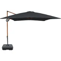 Axi Mira Zweefparasol 300x300 cm incl vulbare parasolvoet Houtlook/grijs – Complete set