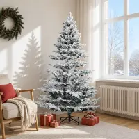 vidaXL - Kunstmatige - Hinged - Kerstboom - 180 - cm - PE - & - PVC - Groen - en - wit