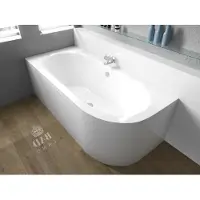 Besco Badkuip, hoekbad, 170x75 cm, links, met acryl omranding, afvoerkit en poten. GRATIS | Complete set 4-in-1. Originele acryl badkuip met sifon. BADLAND AVITA