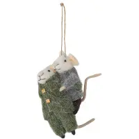 Bloomingville Peo kerstboomhanger wol 2-delig Groen-grijs, 11 cm