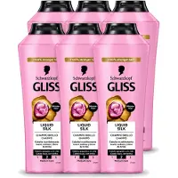 GLISS 6 x -Kur - Shampoo - Liquid Silk - Zijdezachte Haarverzorging - 400 ml - Voordeelverpakking - 6 stuks