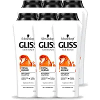 GLISS 6 x -Kur - Shampoo - Total Repair - Herstelt & Versterkt - Gehydroliseerd - 400 ml - Voordeelverpakking - 6 stuks