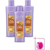 Unilever 3 x – Shampoo – Oil & Care – 250 ml - Bulkverpakking - Droog haar - Douchemop - Pluis