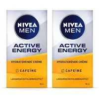 Nivea 2 x MEN Active Energy gezichtsverzorgingscrème met cafeïne - 50 ml - voordeelverpakking - 2 stuks